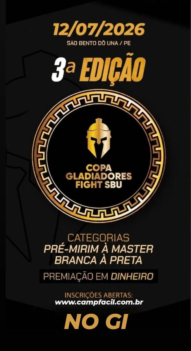 3º COPA GLADIADORES FIGHT SBU NOGI 2026