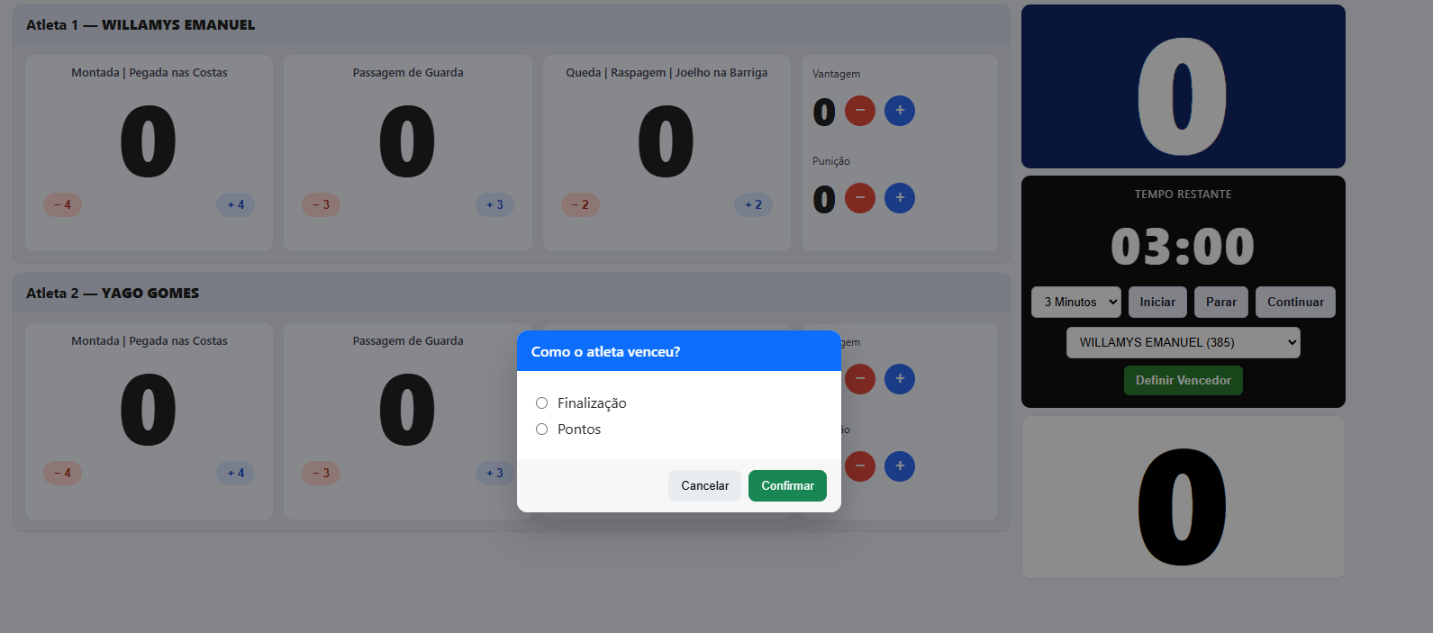 Mock do painel de chaveamento